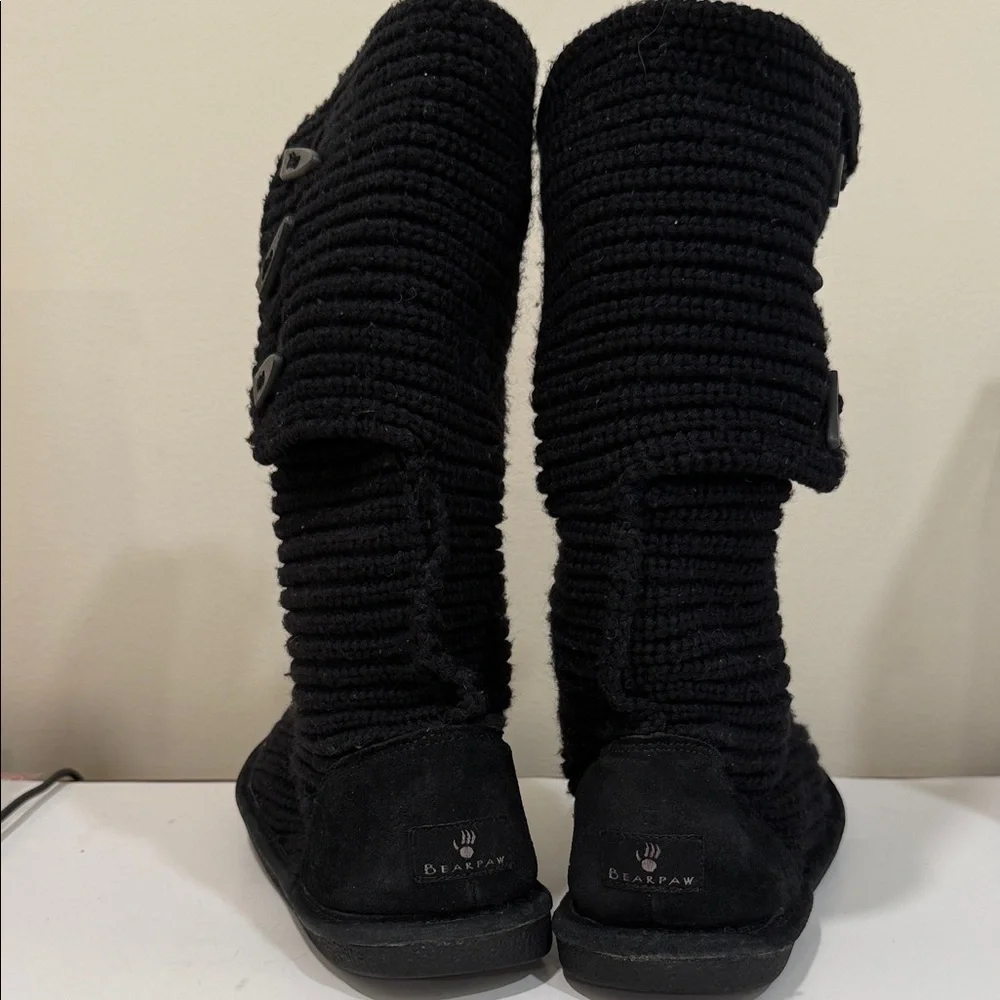 BearPaw Black Knit Tall Sweater Winter Boots (sz 11)